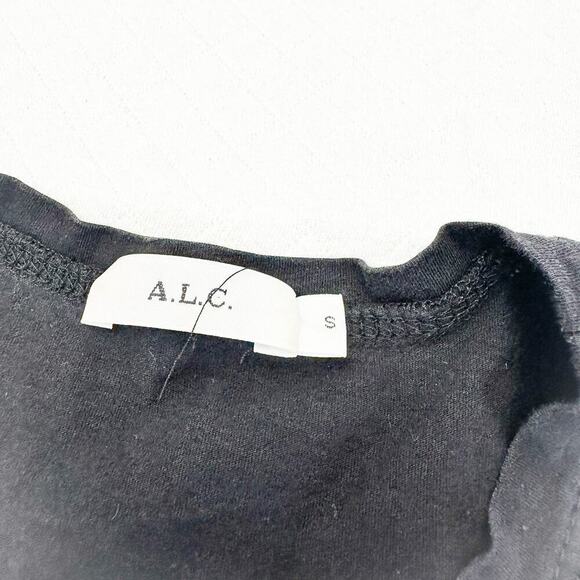 ALC Black Short Butterfly Flutter Sleeve Dress Shirt Top Size Small - Picture 2 of 5
